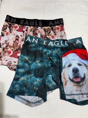 American Eagle Outfitters Men’s Christmas Dog Print Boxer Briefs